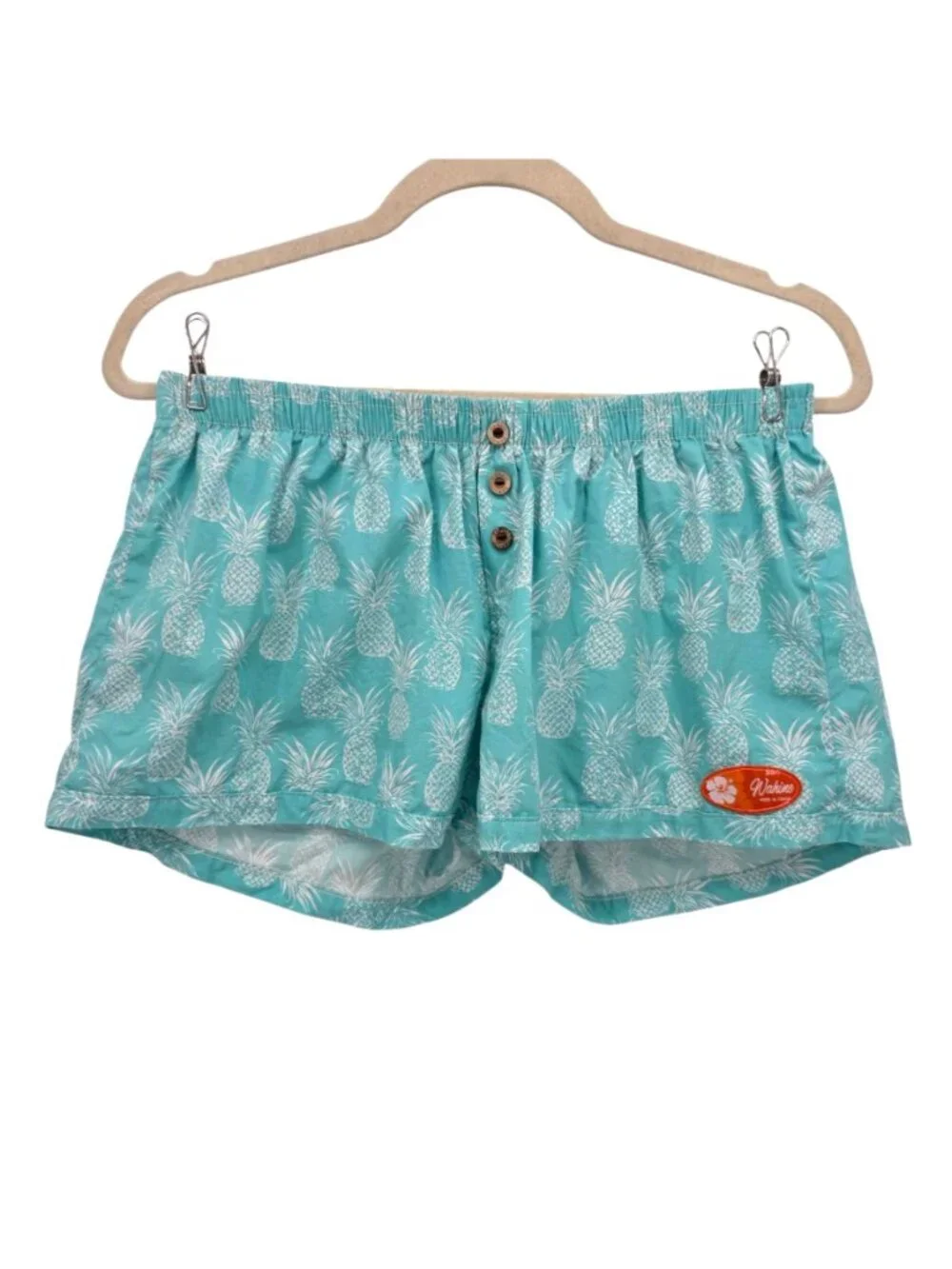 BBC Wahine Girls XL Shorts Pineapple Blue Pull On Beach Tropical Summer Hawaiian
